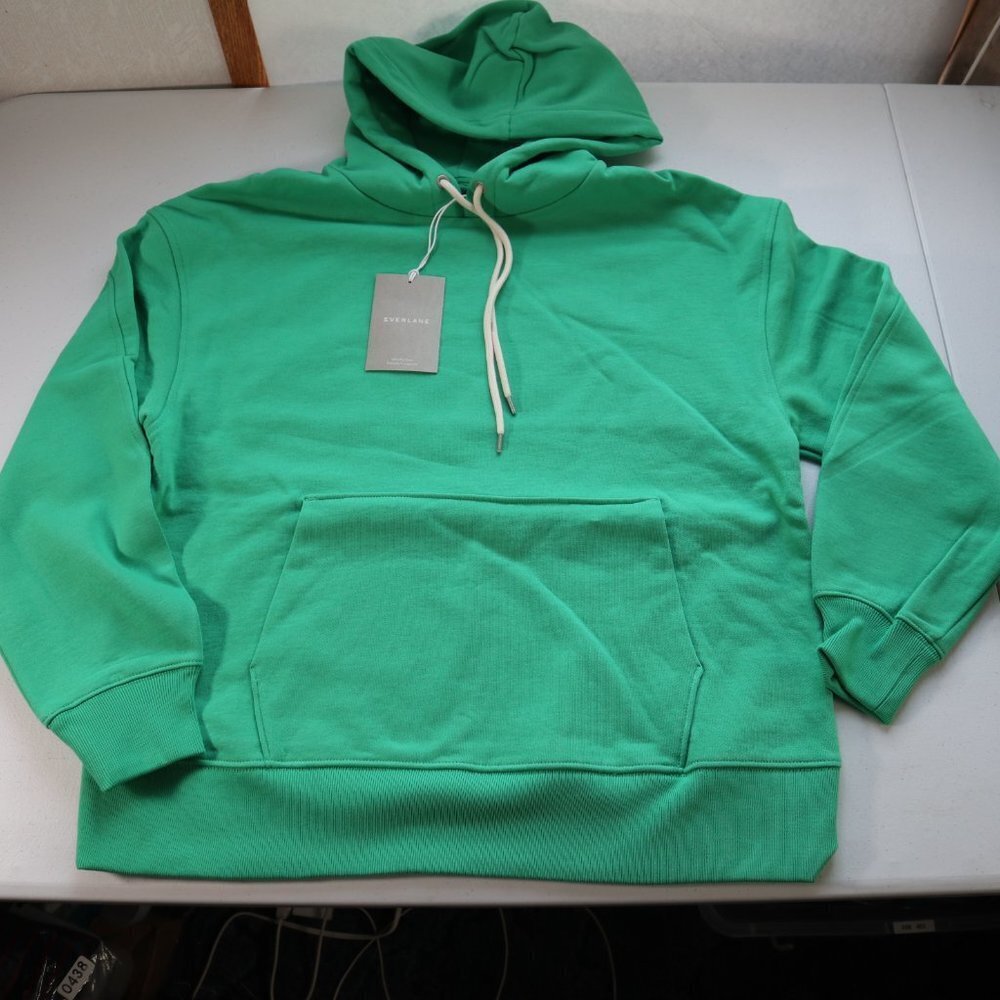 NEW EVERLANE The Track Organic Cotton Hoodie Bright Kelly Green Oversized  S - Picture 2 of 9